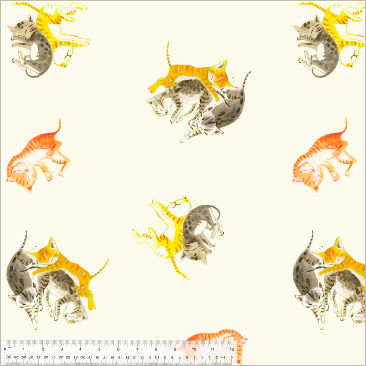 Barn Kittens in Ivory (54250d-2) | Heather Ross By Hand | Heather Ross | Windham